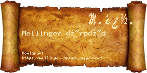 Mellinger Árpád névjegykártya
